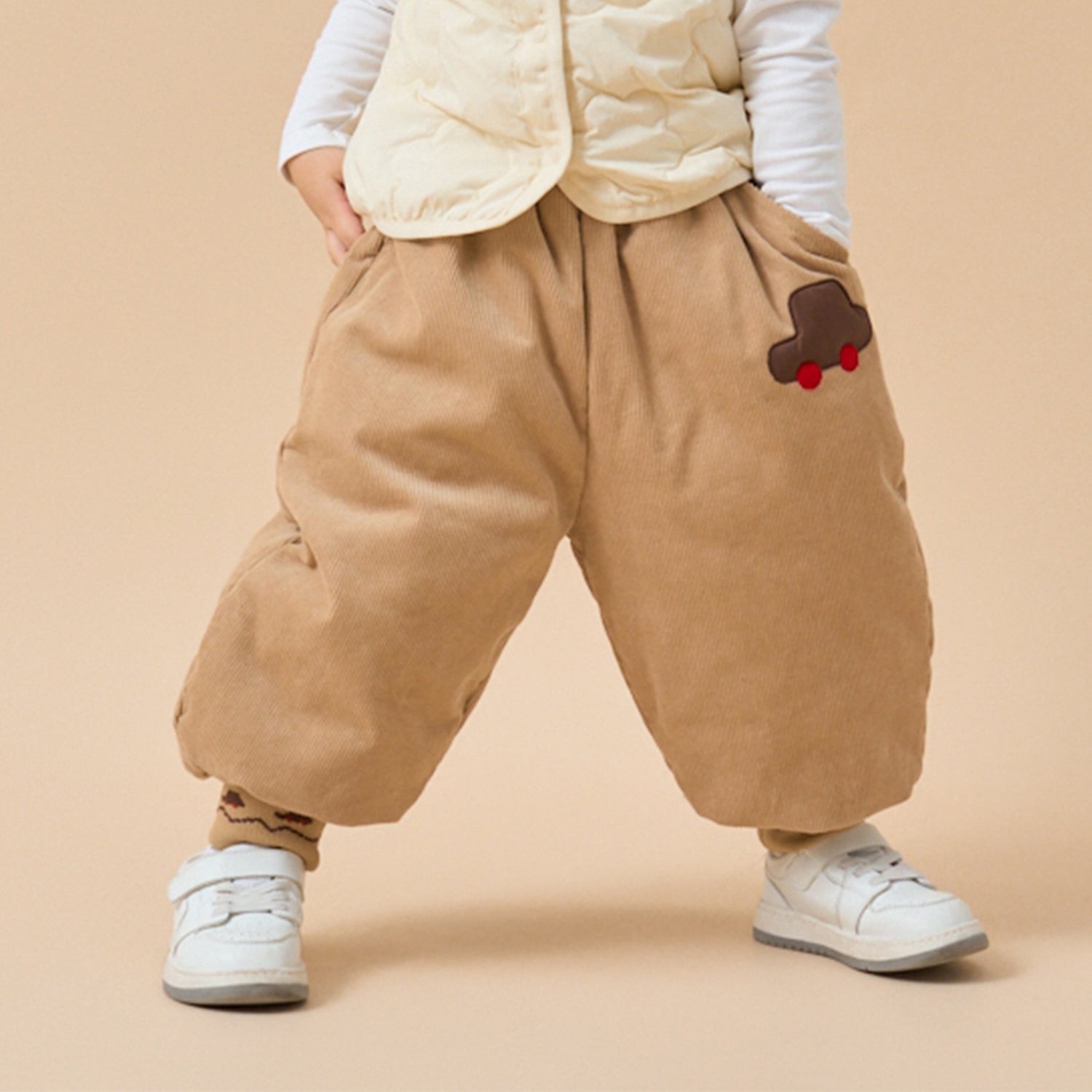 Premium White Duck Down Brown Puffer Pants—— Brown Car