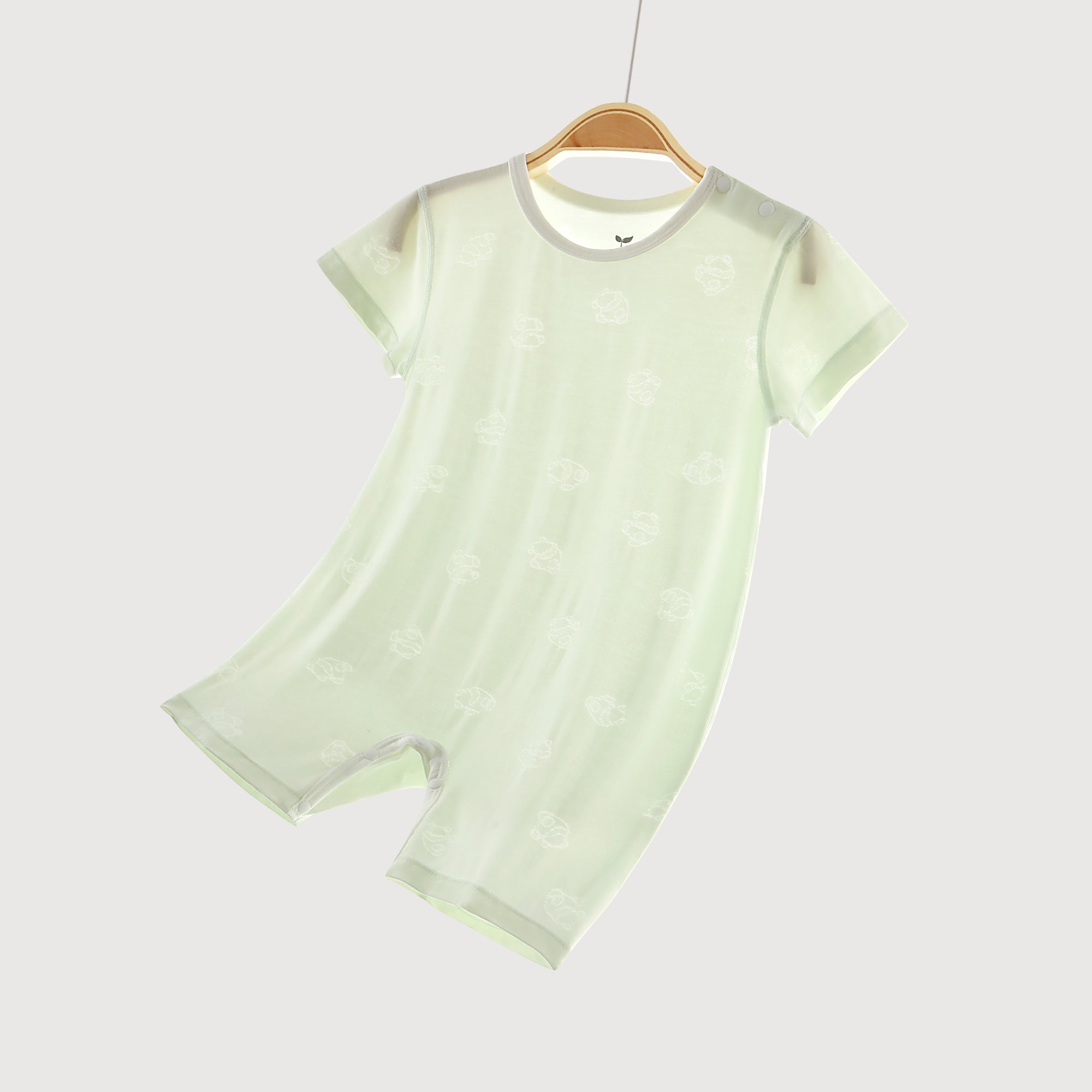 Silky Soft TENCEL™ Modal Lightweight Jacquard Romper - Green Panda