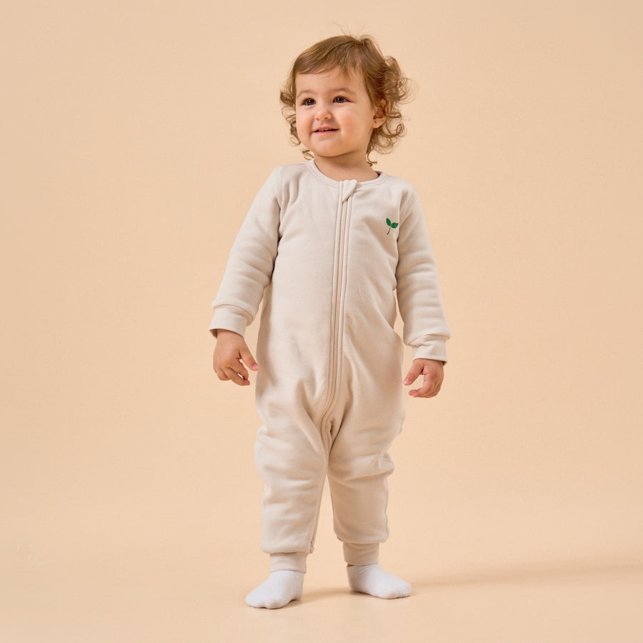 2.0 TOG Super Soft Organic Cotton 2-Way Zip Sleep & Play Pajamas - Light Grey