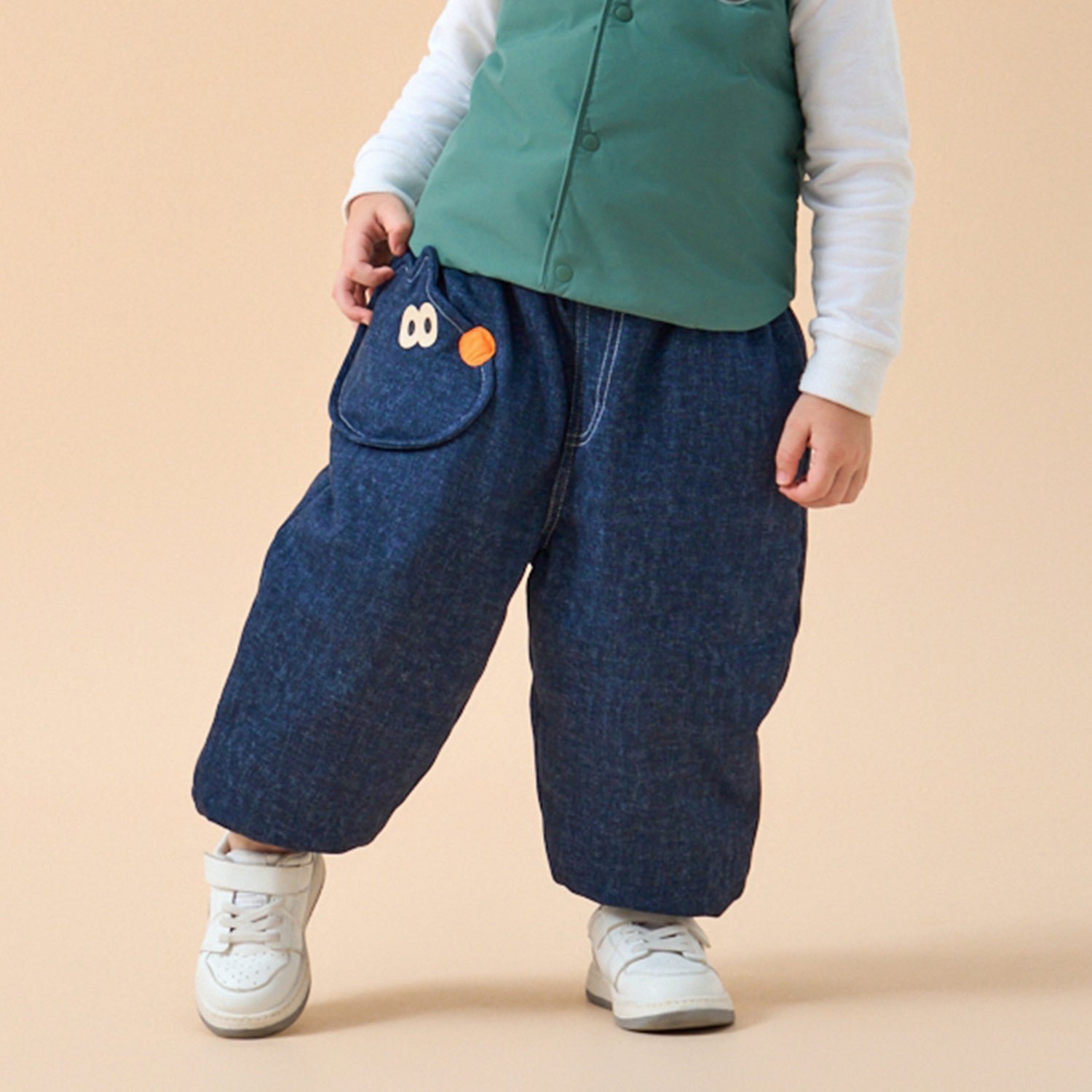 Premium White Duck Down Denim Puffer Pants