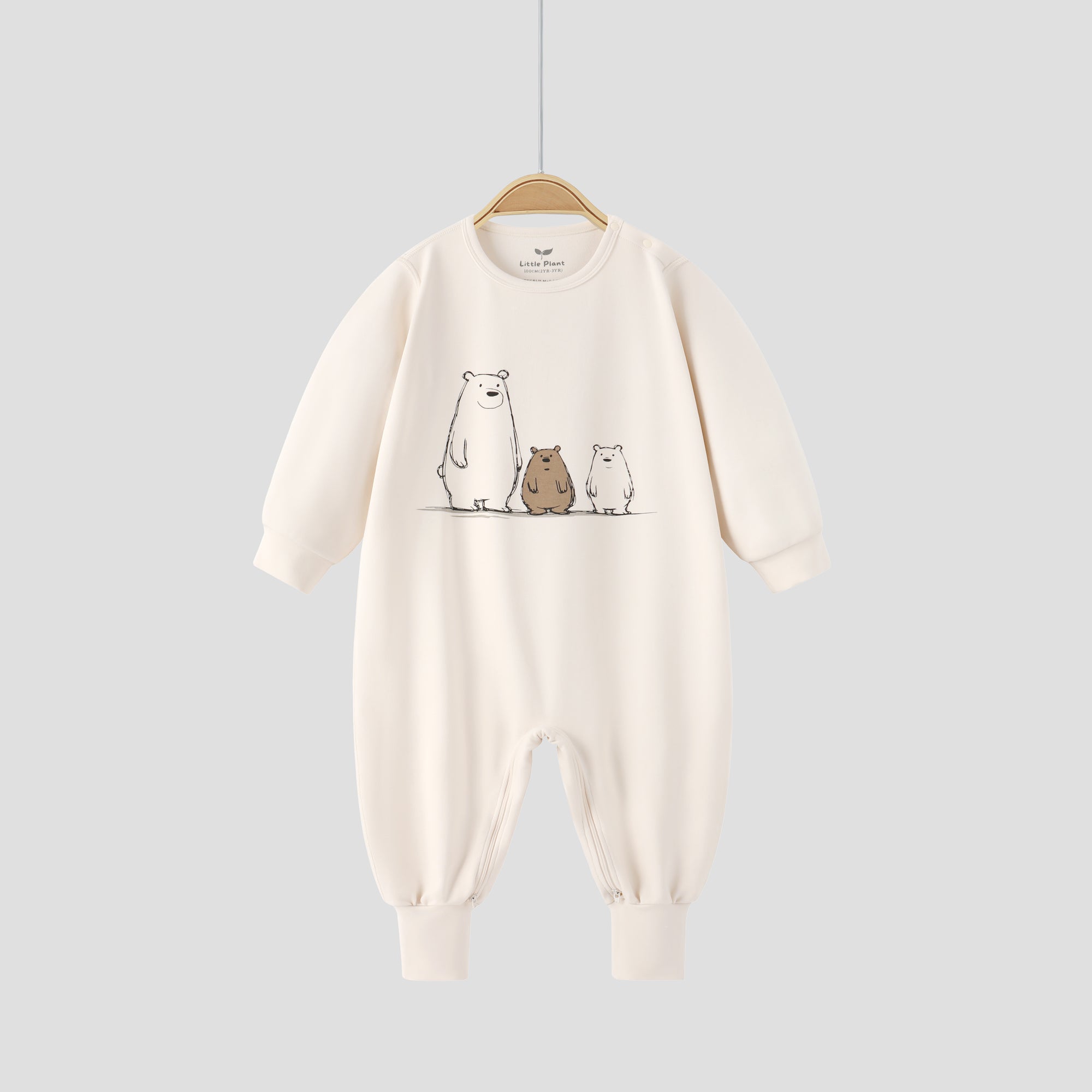Super Soft  TENCEL™ Modal & Organic Cotton Footie Crotch Zipper Pajama - Three Bear
