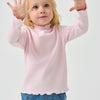 Long Sleeve Slim Fit Mock Neck Top - Pink
