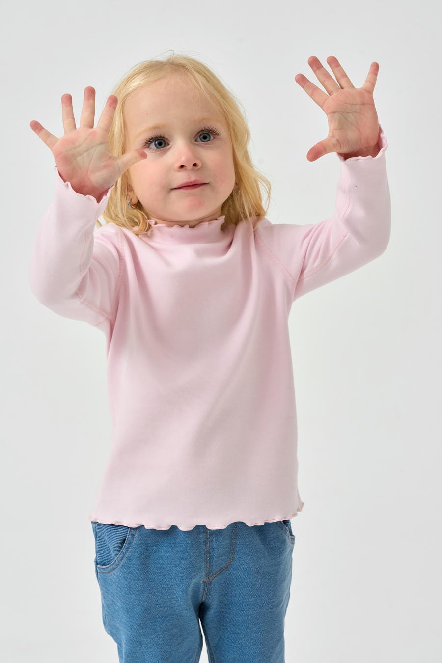 Long Sleeve Slim Fit Mock Neck Top - Pink