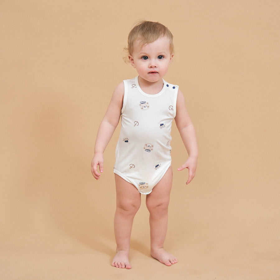 Silky Soft TENCEL™ Modal Tank Bodysuit - Navy Bear