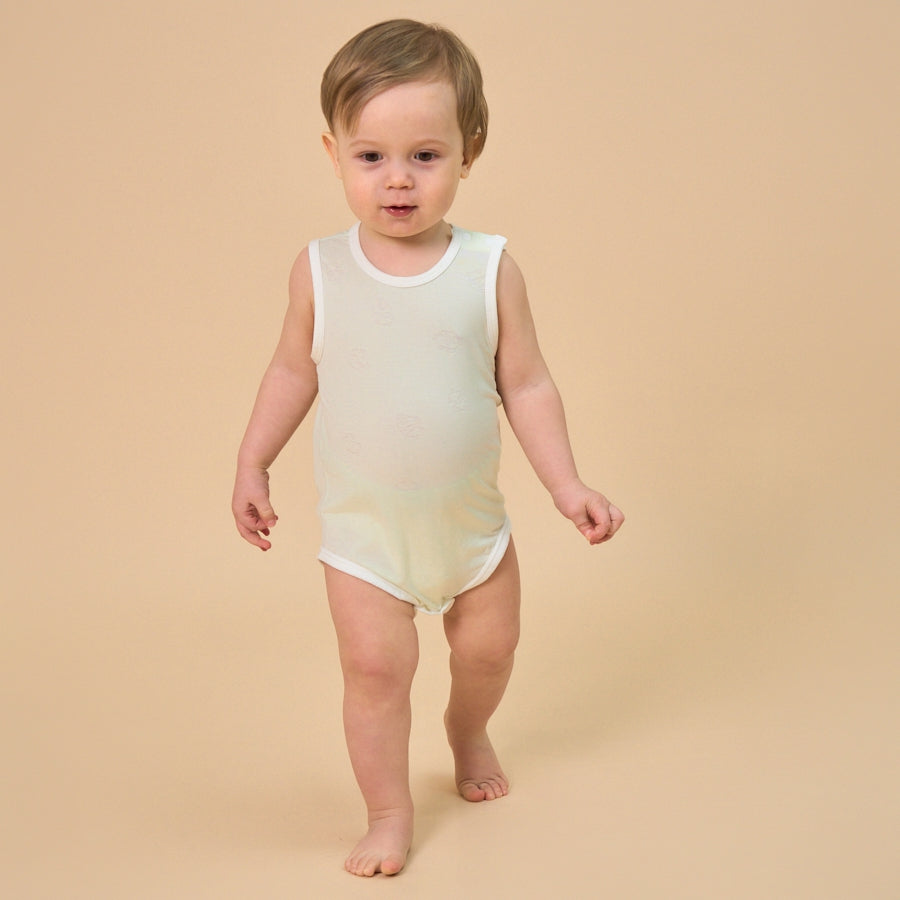 Silky Soft TENCEL™ Modal Jacquard Tank Bodysuit - Green Panda