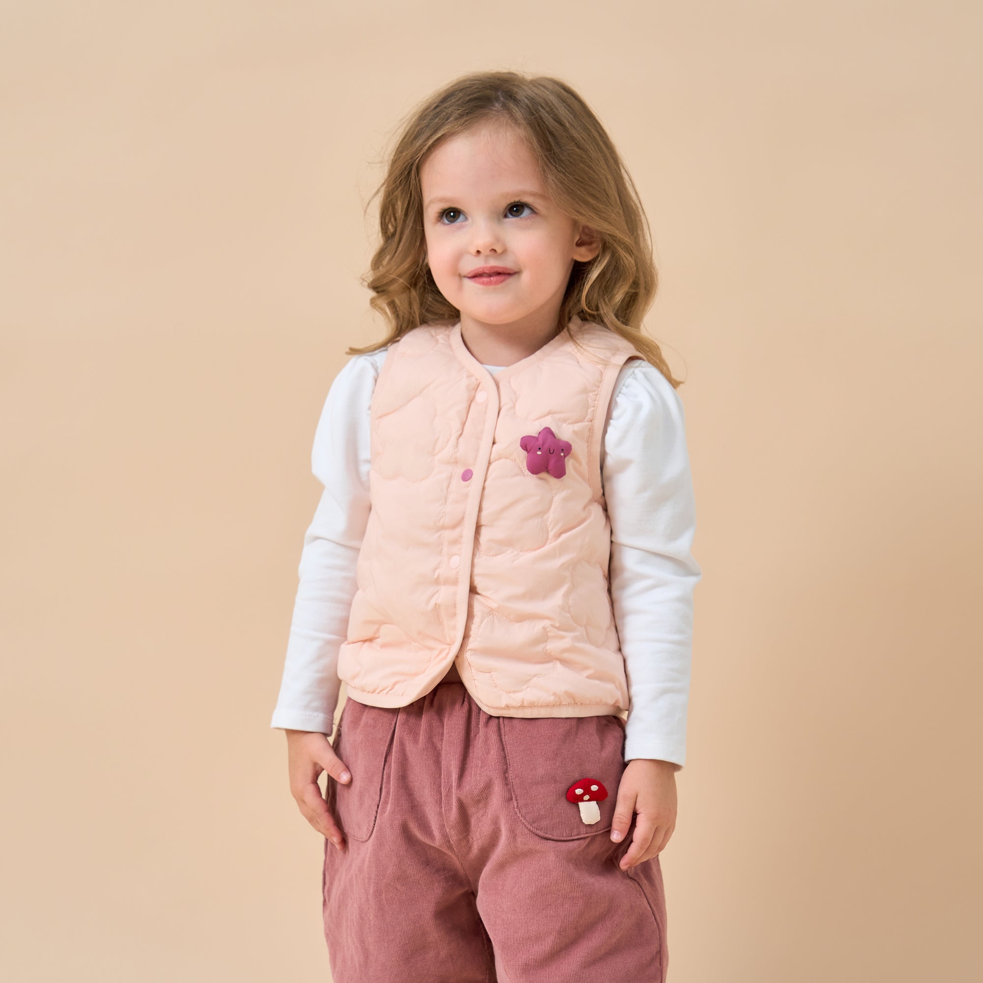 Premium Goose Down Vest- Pink Star
