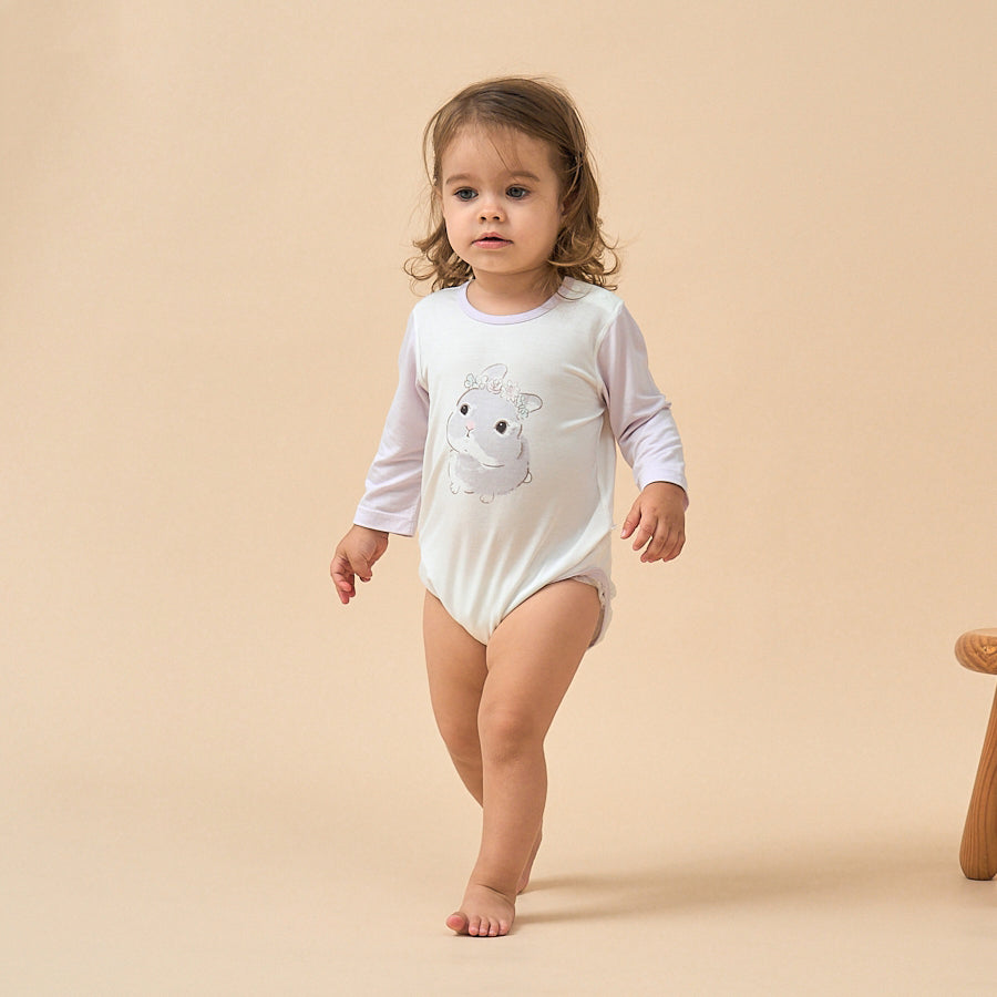 Silky Soft TENCEL™ Modal Long Sleeve Bodysuit - Cute Bunny