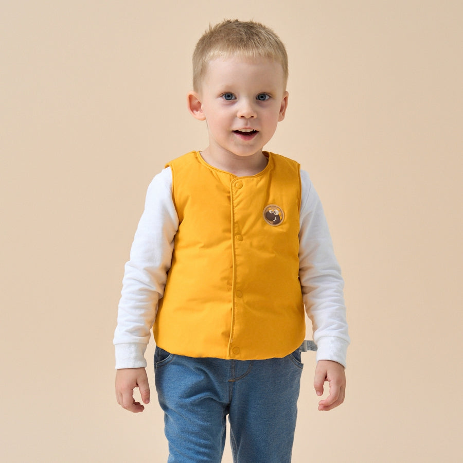 Premium Goose Down Vest- Yellow Dinosaur