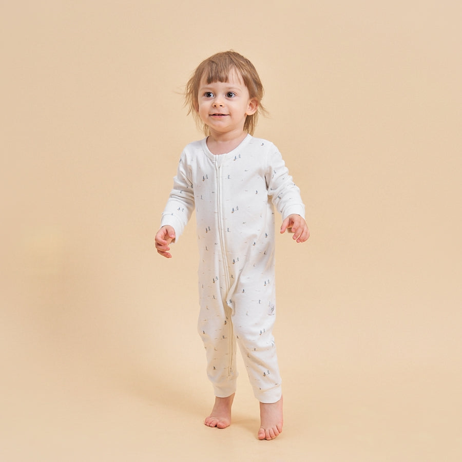 Super Soft Pima Cotton 2-Way Zip Sleep & Play Pajamas - Sailboat