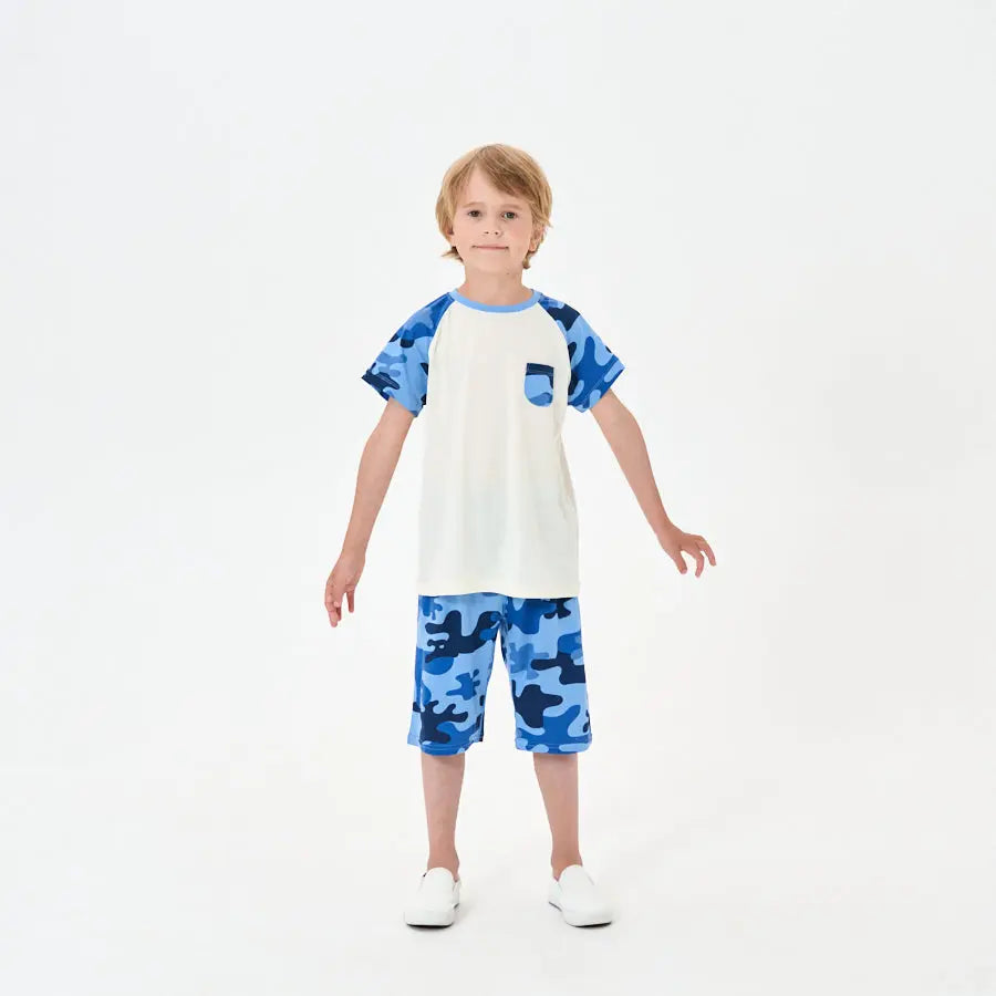 Little Plant Kids TENCEL Lyocell Pajamas Set Blue Camo Little Plant 