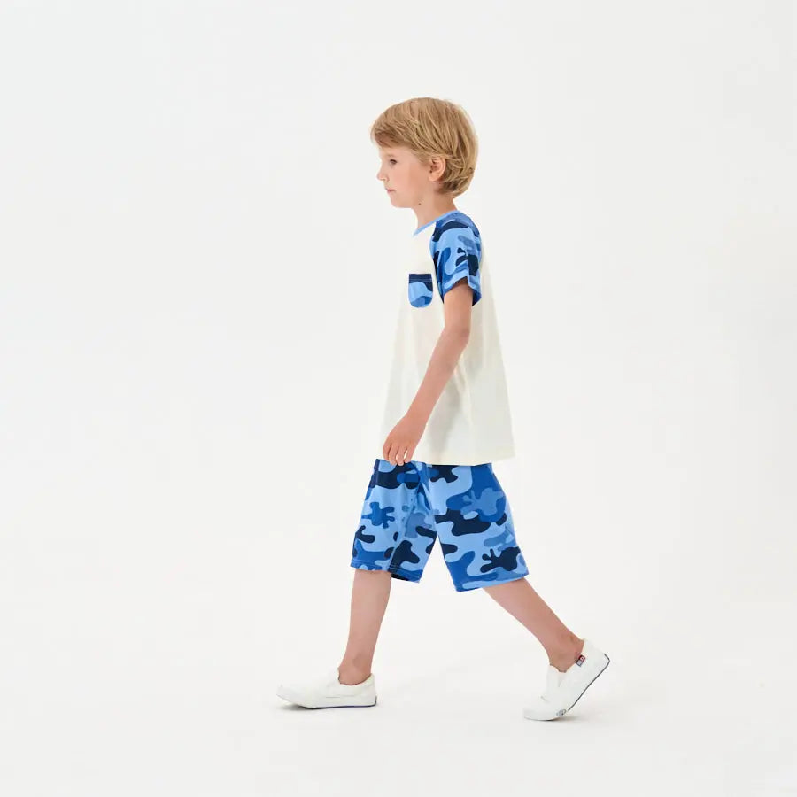 Little Plant Kids TENCEL Lyocell Pajamas Set Blue Camo Little Plant 