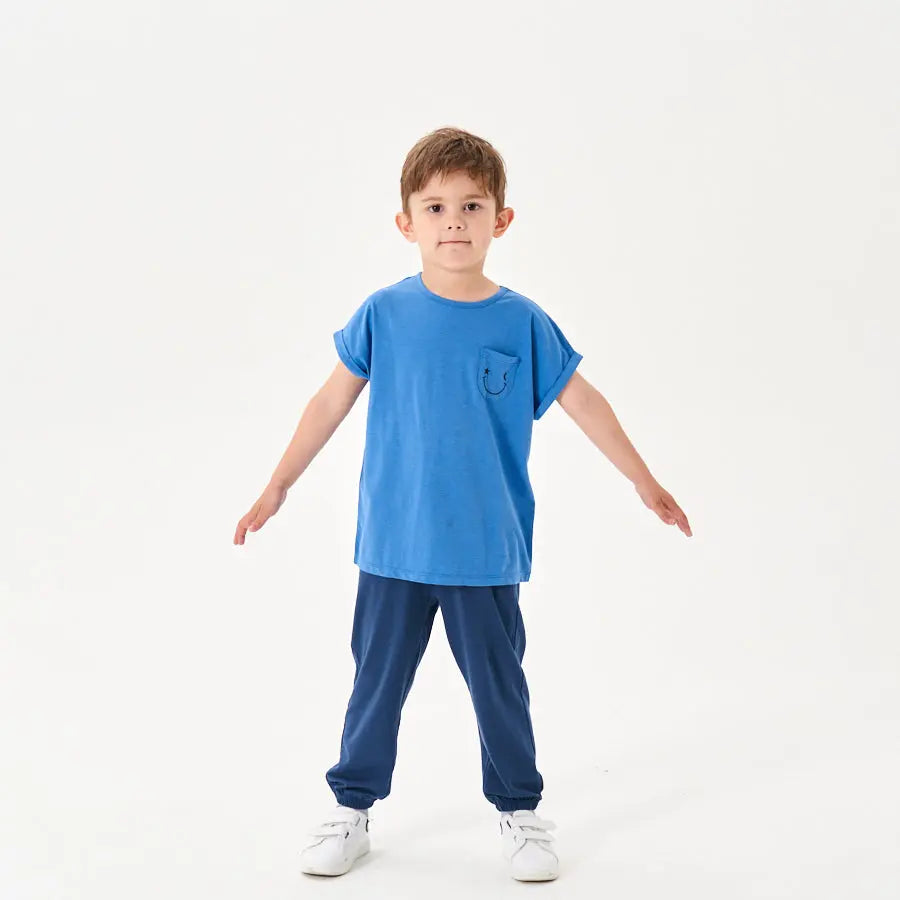 Little Plant Kids TENCEL Lyocell Tee Blue Smile Little Plant 