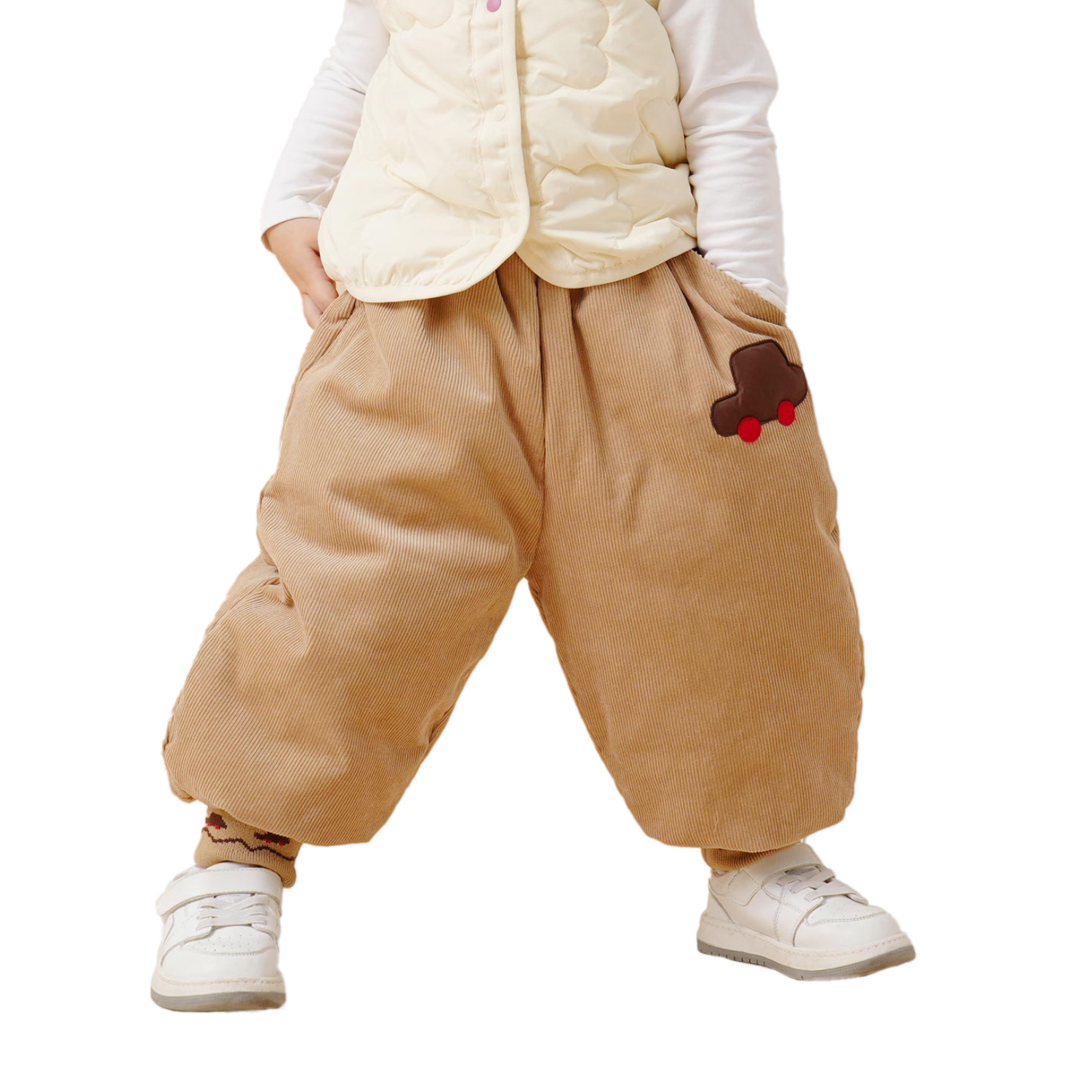 Premium White Duck Down Brown Puffer Pants—— Brown Car