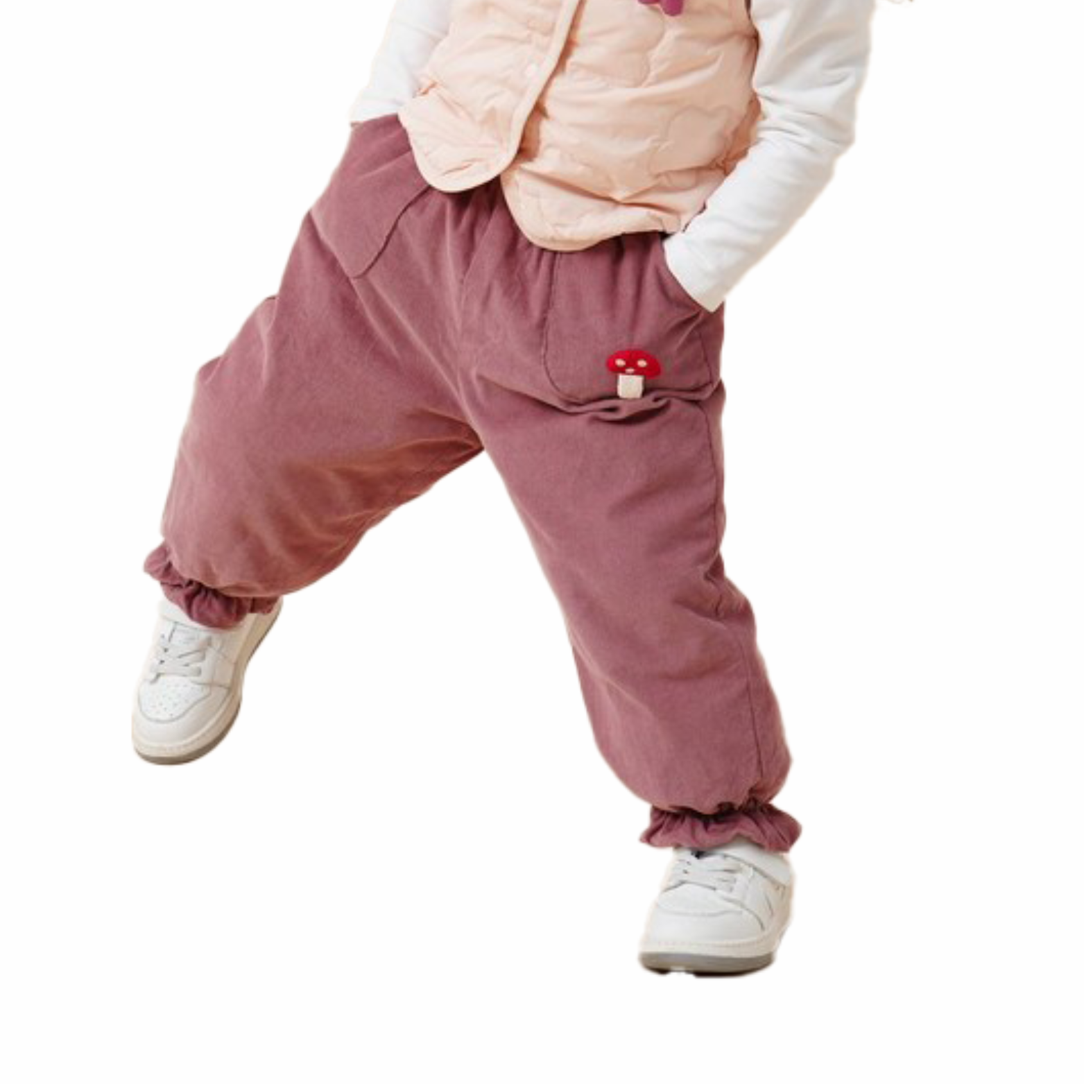 Premium White Duck Down Pink Puffer Pants——Mushroom