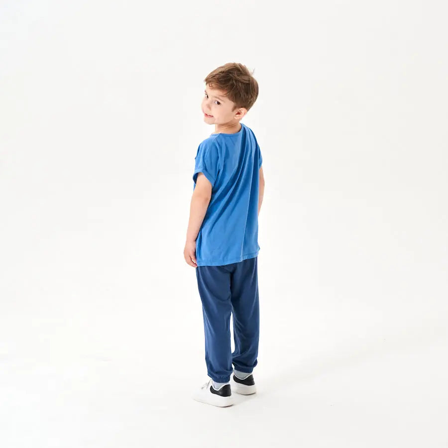 Little Plant Kids TENCEL Lyocell Gender Neutral Long Pant Blue Little Plant 