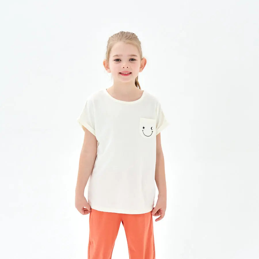 Little Plant Kids TENCEL Lyocell Smile Tee White Little Plant 