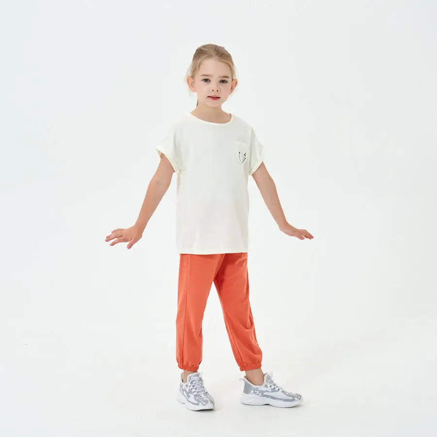 Little Plant Toddler/Kids TENCEL Lyocell Smile Tee White Little Plant 