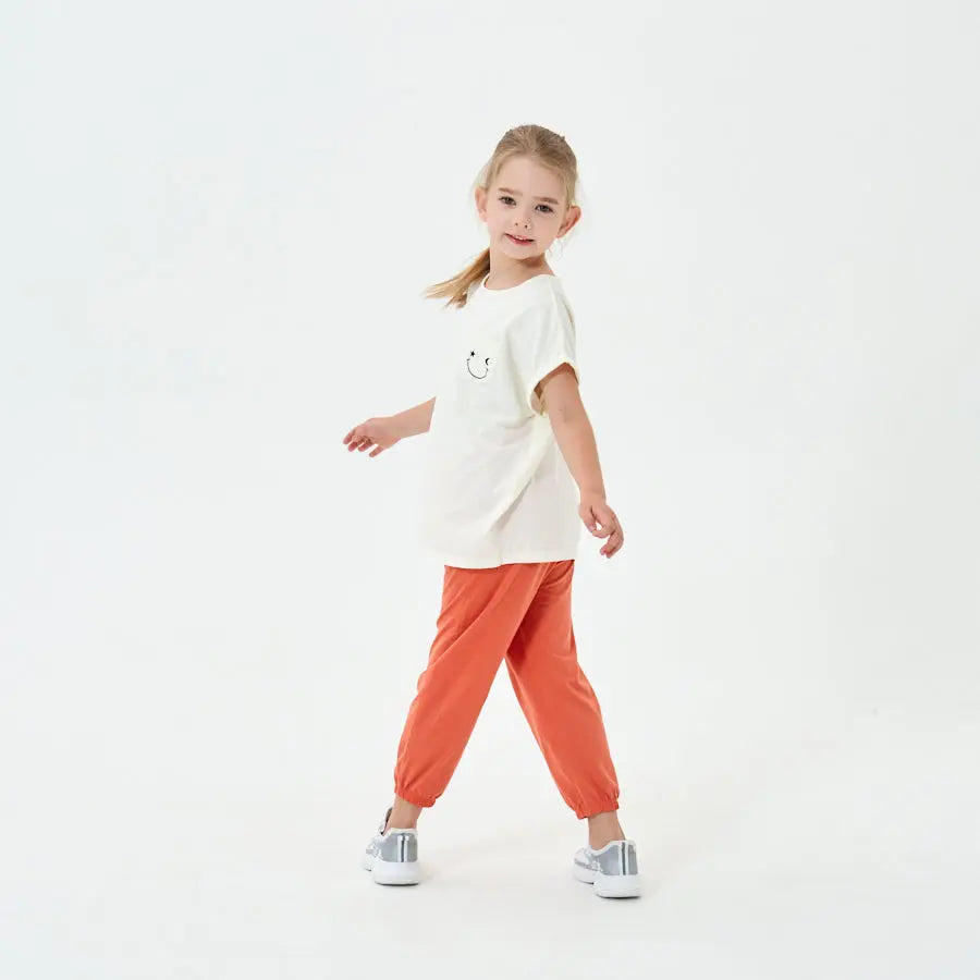 Little Plant Toddler/Kids TENCEL Lyocell Smile Tee White Little Plant 