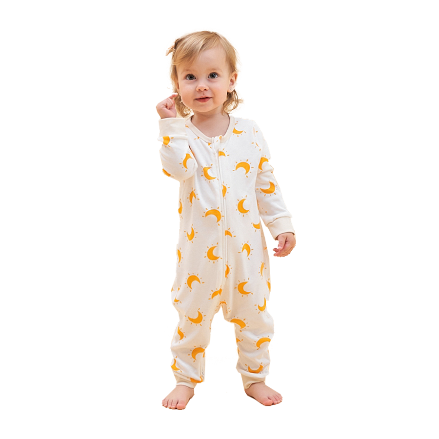 Super Soft TENCEL™ Modal & Organic Cotton 2-Way Zip Romper - Yellow Moon